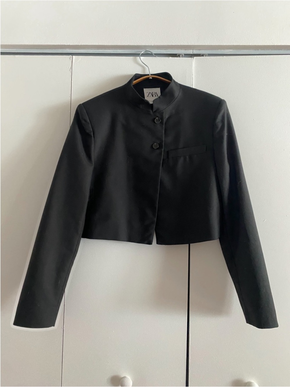 Zara Black Cropped Stand-Collar Blazer